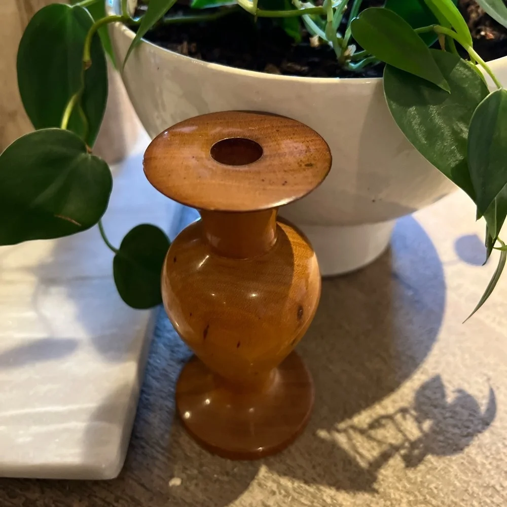 Vintage 5” Oregon Myrtlewood Bud Vase Hand Turned Wood A Poem In Wood Inc - Picture 3 of 7